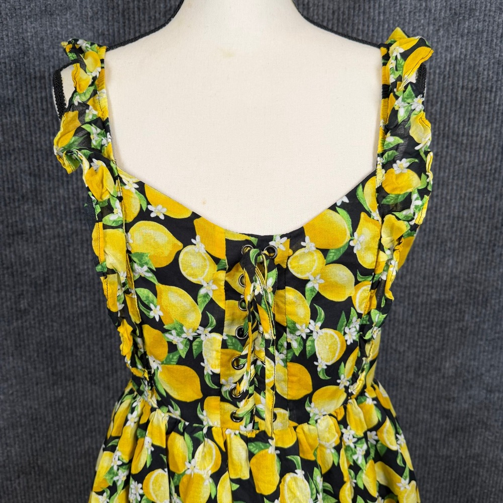 Betsey Johnson Lemon All Over Print Mini Dress Corset Grunge Ruffle Sz 8 Whimsy - Picture 6 of 12